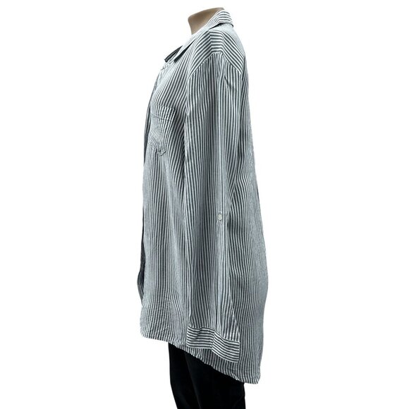 Velvet Heart‎ Striped Button-Up Long Sleeve Pocket Tunic Shirt Dress Women M - Picture 4 of 11